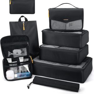BAGSMART Packing Cubes for Travel, 8 Set Lightweight Travel Packing Cubes for Suitcases, Suitcases Organizer & Travel Cubes for Packing Black