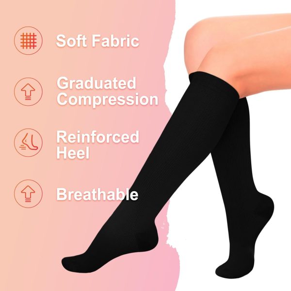 Iseasoo 4 Pairs Compression Socks for Women Circulation-Best Support for Nurses,Running,Athletic,Travel - Image 5