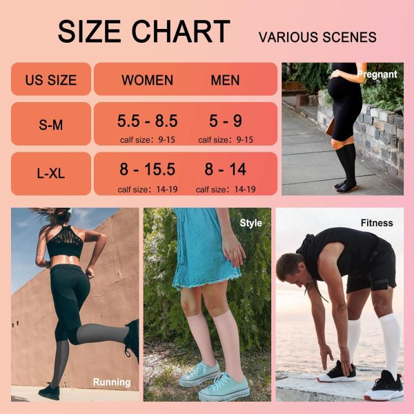 Iseasoo 4 Pairs Compression Socks for Women Circulation-Best Support for Nurses,Running,Athletic,Travel - Image 6